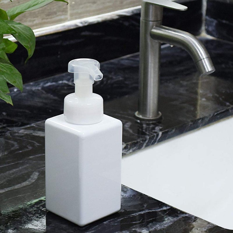 UUJOLY Foaming Soap Dispenser, 450ml (15oz) Refillable Pump Bottle Plastic for Liquid Soap, Shampoo, Body Wash (2 Pcs) (White) - Image 4